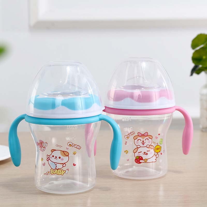 Safely Baby Water Milk Training Bottle Children Leak-proof Drinking Cups Baby Sippy Cup Feeding Drinking Handle Bottles 240ML